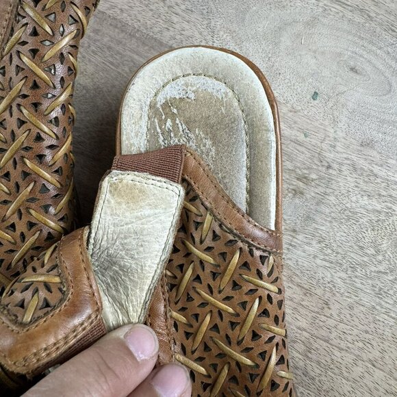 Pikolinos Leather Woven Slip-On Heel mule Sandals Size 41 10.5 / 11 Light Brown - Picture 9 of 15